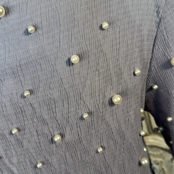 La Cienega’ Pearls Embellished Long Sleeve Pop Over Occassion Top Size M NWT - Picture 10 of 11